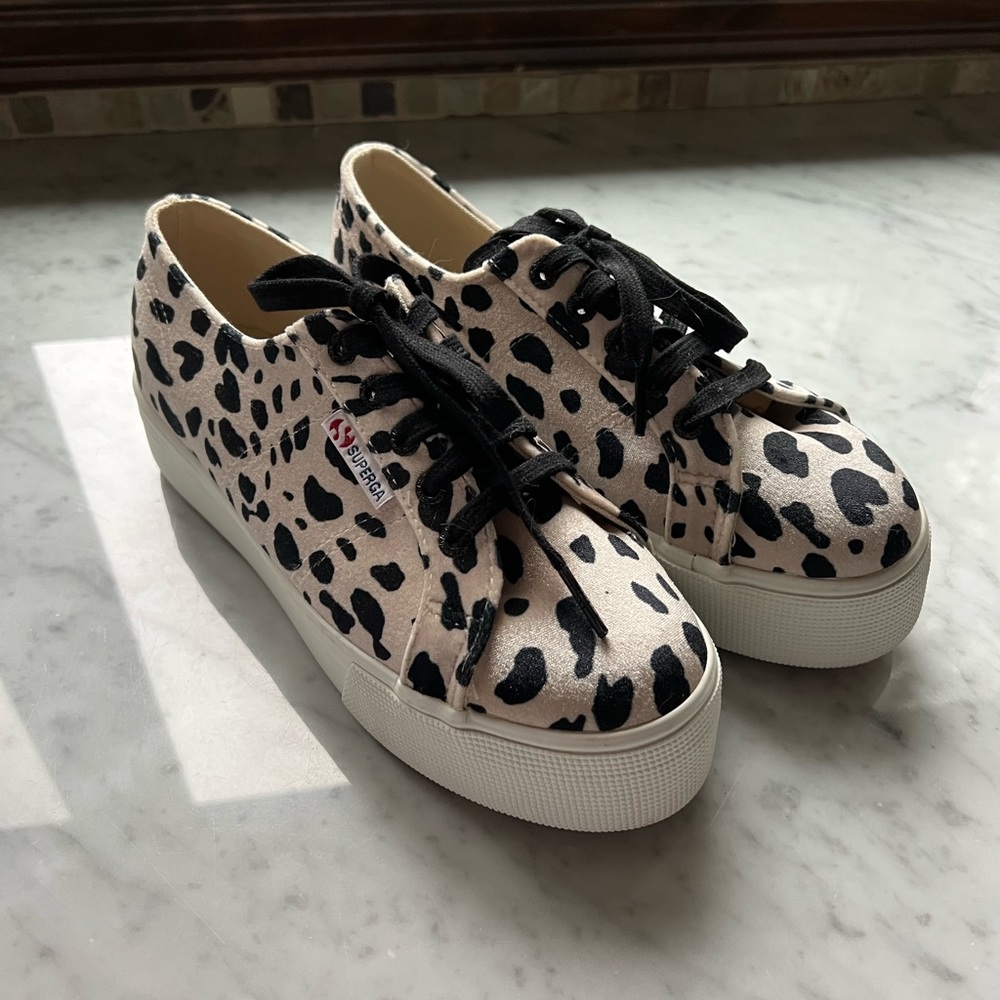 Velvet cheetah platform superga